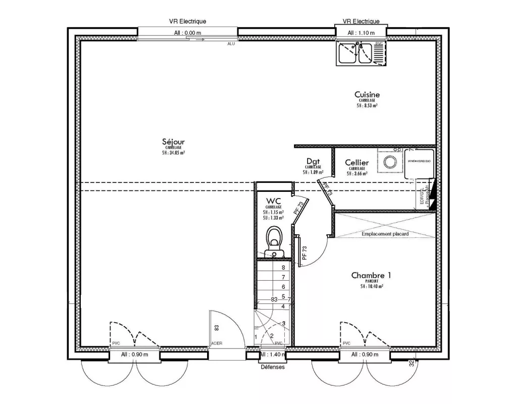 Image du modèle de maison Plan-Bercy-RDC sans cotes