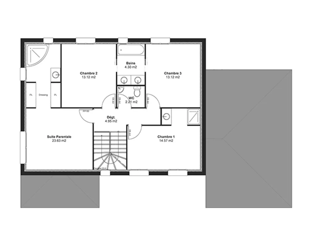 Image du modèle de maison AP-Murer-plan ETAGE sans cotes