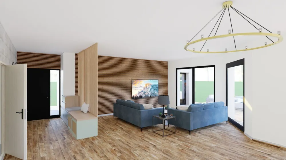 Image du modèle de maison vue entrée semi fermée claustra et entrée suite parentale déplacée