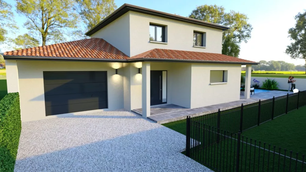 Image du modèle de maison orchidée entrée couverte ral 7016+
