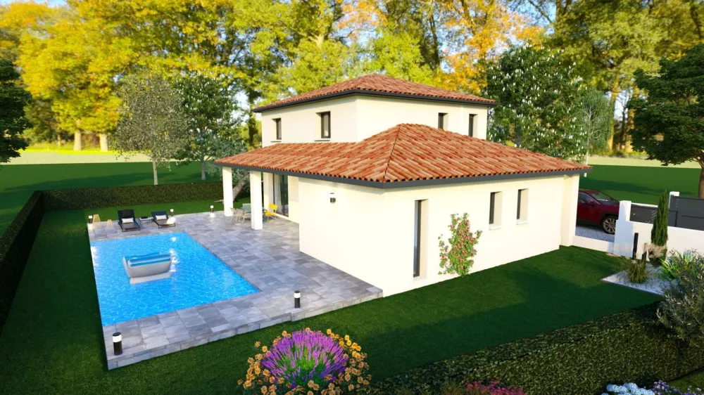 Image du modèle de maison orchidée tuilée ral 7016 2