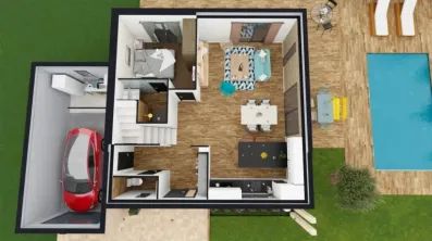 Image du modèle de maison LYS 102 RDC plans intérieurs