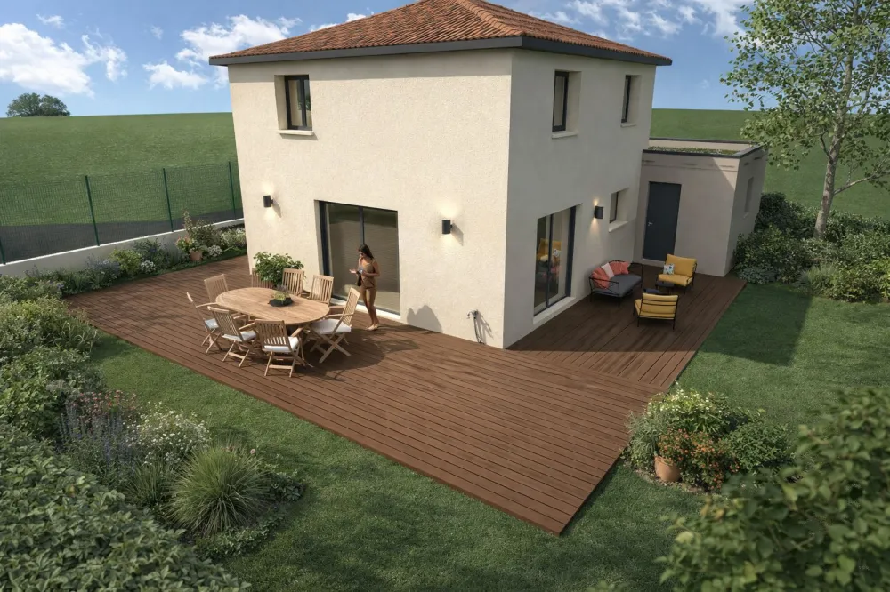 Image du modèle de maison Maison moderne avec terrasse et jardin