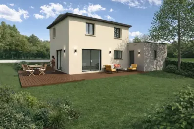 Image du modèle de maison Maison moderne et jardin ensoleillé