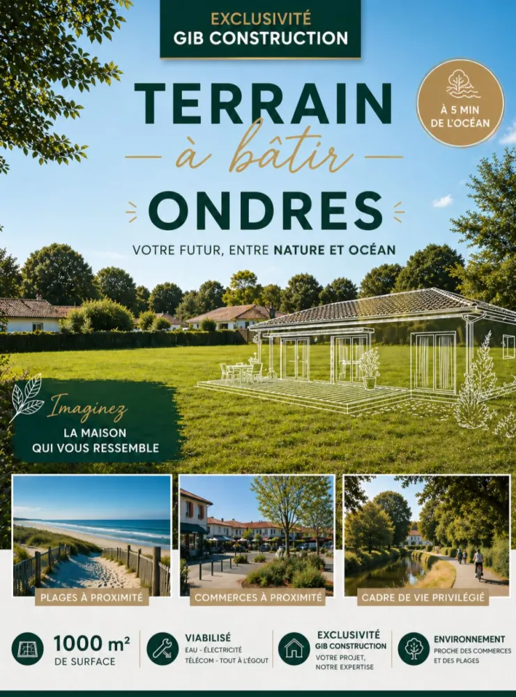 Image du terrain Terrain à bâtir de 1000 m² à ONDRES (40)