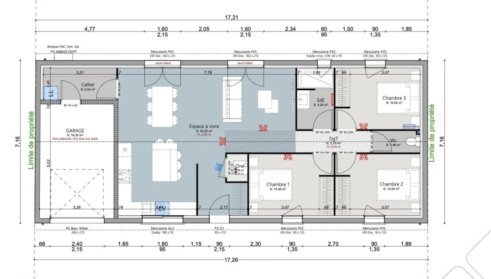 Image du modèle de maison plan intérieur modulable mitoyenne