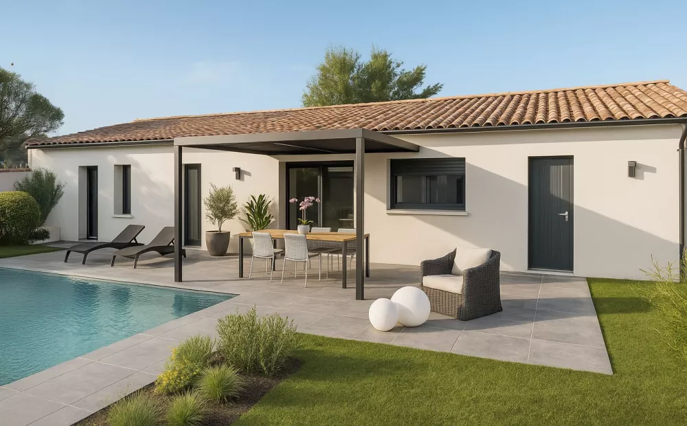 Image du modèle de maison 20250710_1506_Maison Moderne avec Pergola_remix_01jzt6ztt7fqftdfzy8md4f1km