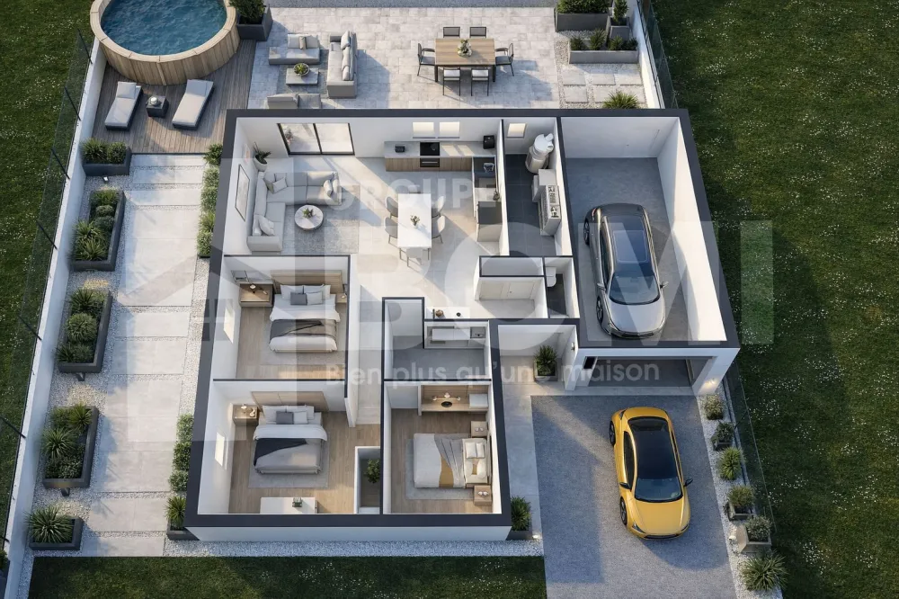 Image du modèle de maison plan 3d ambre