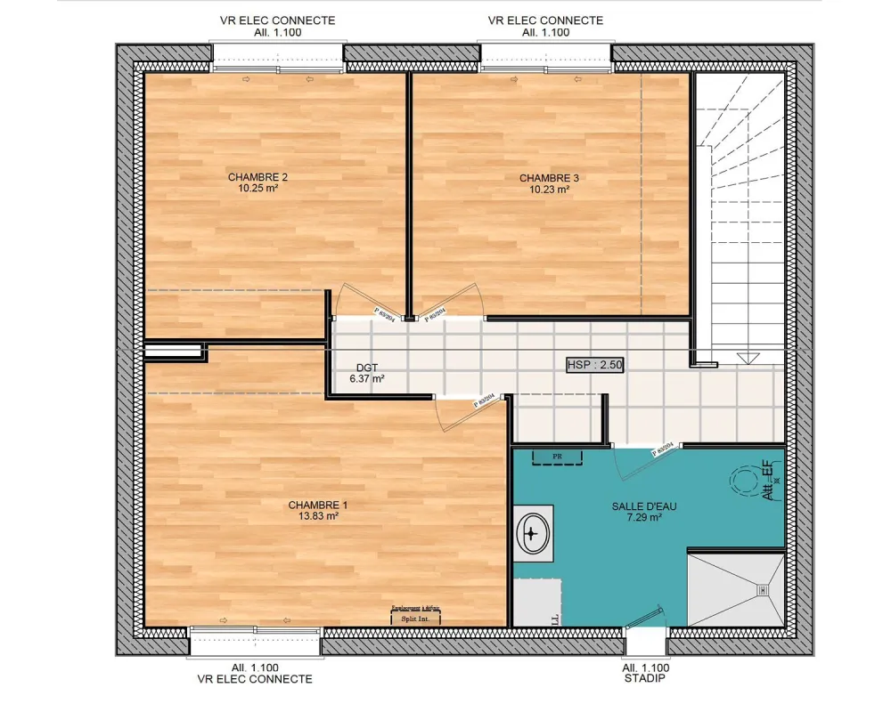 Image du modèle de maison PLAN ETAGE TURQUOISE M 3CH87