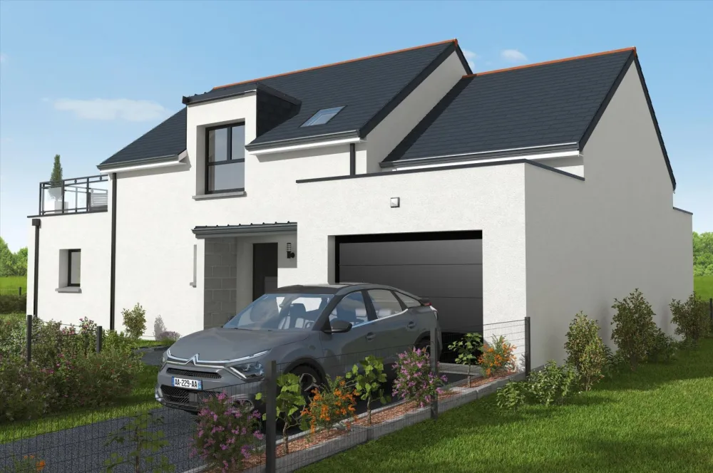 Image du modèle de maison vue façade rue et garage