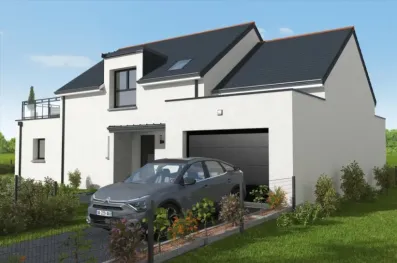 Image du modèle de maison vue façade rue et garage