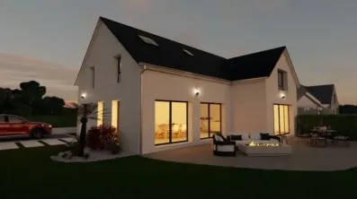 Image du modèle de maison 1 - 100 m2 - En L - Nuit