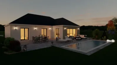 Image du modèle de maison 1 - 120 m2 - En L - Nuit - AR