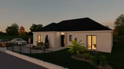 Image du modèle de maison 1 - 120 m2 - En L - Nuit - AV