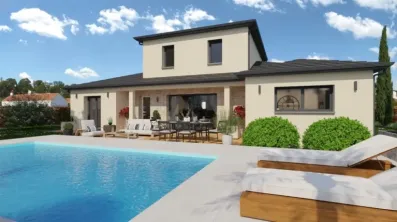 Image du modèle de maison Vue arrière toit ardoisé 1