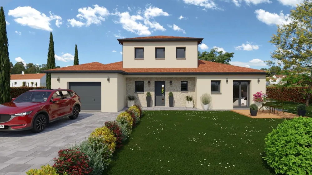 Image du modèle de maison Vue devant toit rouge