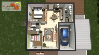 Image du modèle de maison Rendu 3D - KRAY 60 (axo)