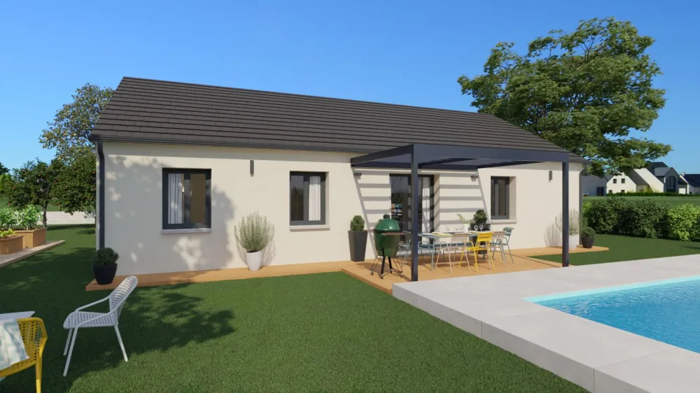 Image du modèle de maison Vue arrière 2 toit ardoisé