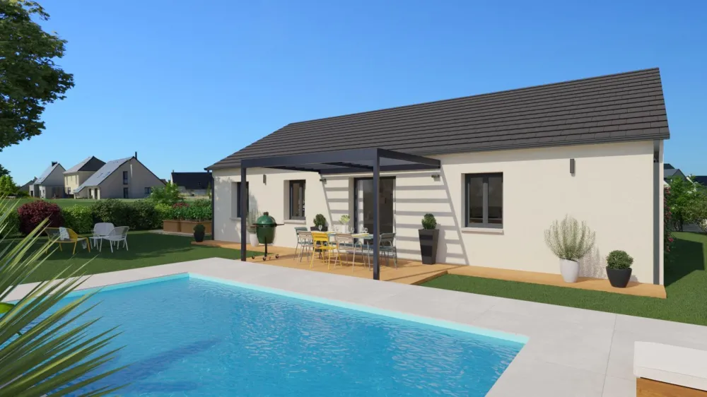 Image du modèle de maison Vue arrière 1 toit ardoisé