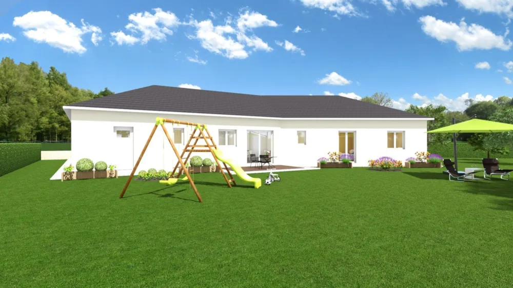 Image du modèle de maison Vue arriere maison en V paray le monial