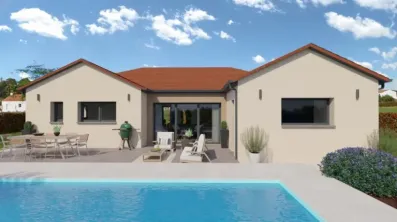 Image du modèle de maison Vue arrière 1 toit rouge