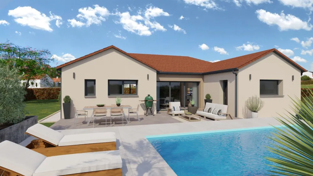 Image du modèle de maison Vue arrière 2 toit rouge