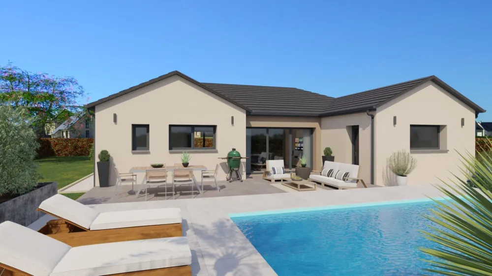 Image du modèle de maison Vue arrière 2 toit ardoisé