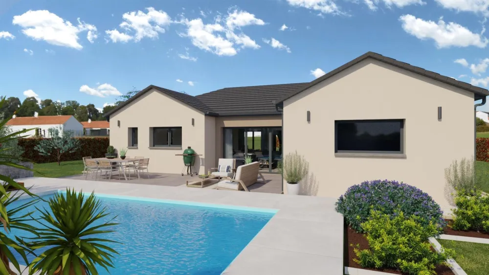 Image du modèle de maison Vue arrière 1 toit ardoisé