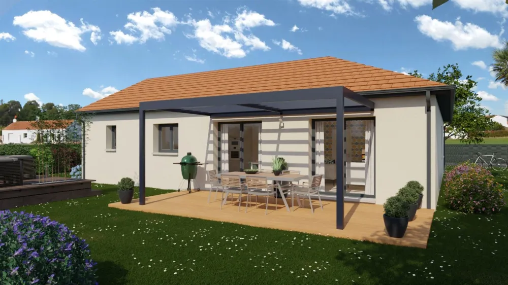 Image du modèle de maison vue arrière toit rouge