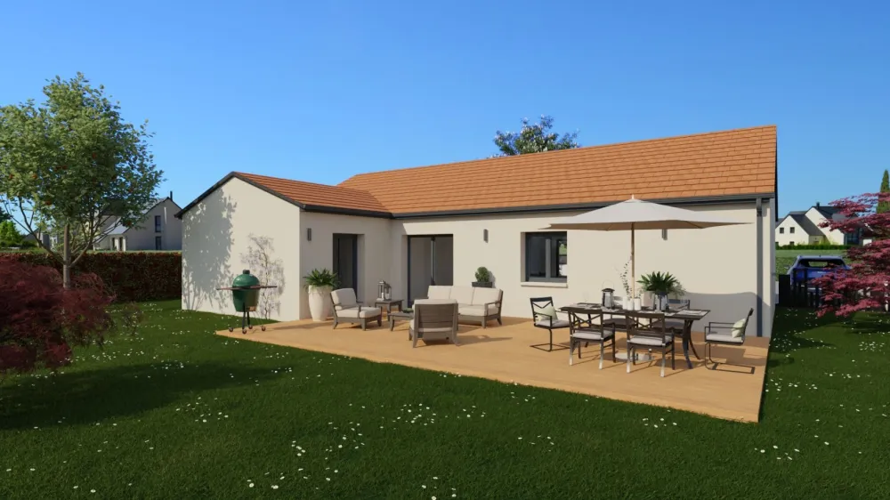 Image du modèle de maison Vue arrière toit rouge