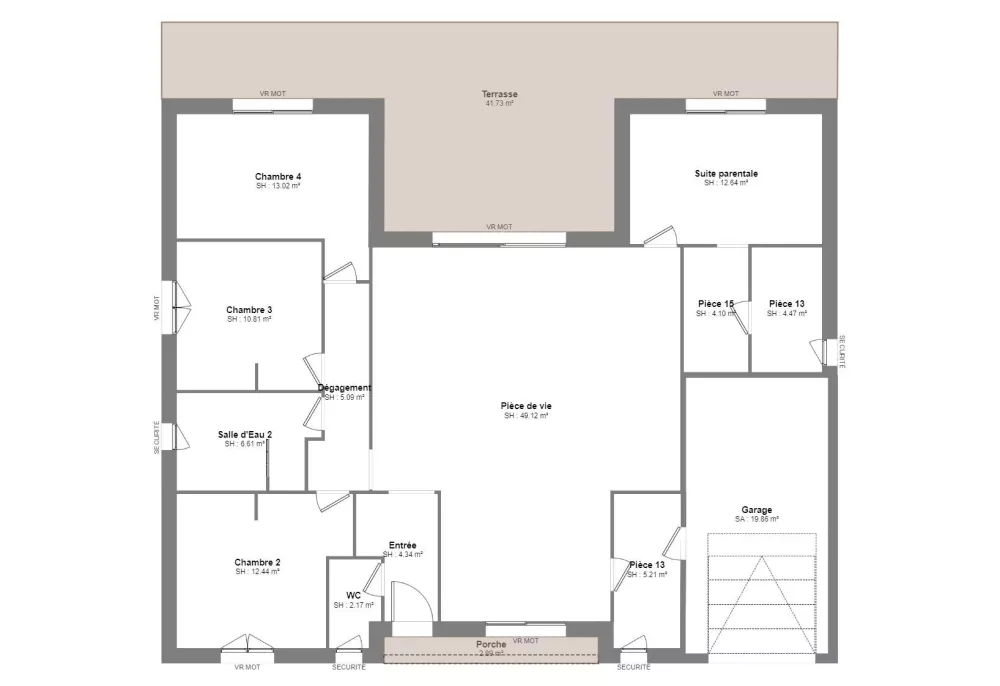 Image du modèle de maison Agapanthe Plan RDC