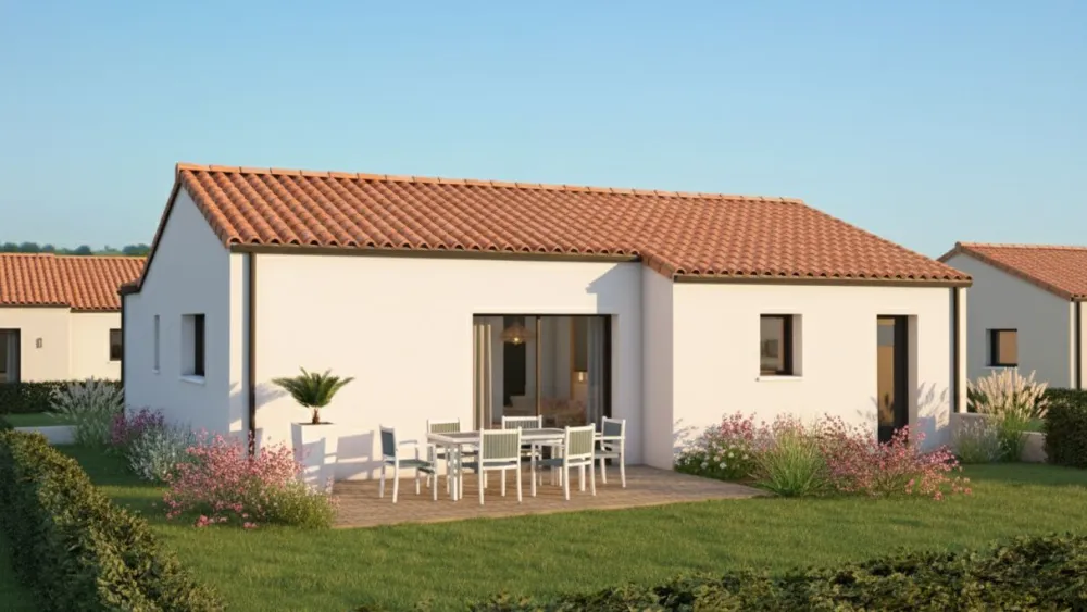 Image du modèle de maison BARRAUD - Façade arrière rectifiée IA
