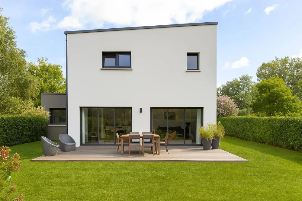 Image du modèle de maison Maison moderne et jardin ensoleillé (1)