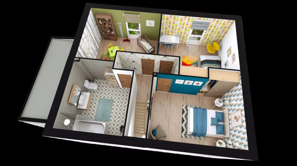 Image du modèle de maison ROSALIA 4CH+ GA Axono étage