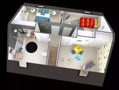 Image du modèle de maison CORALIA_3CH_SG Axo étage