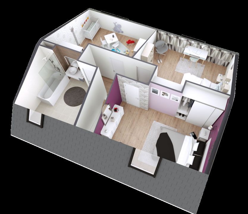 Image du modèle de maison Coralia 4ch SG axo Etage