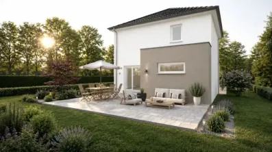Image du modèle de maison Visuel terasse CRISTAL menuiserie blanc
