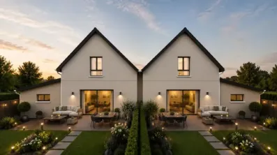 Image du modèle de maison vue arrière maisons accolées