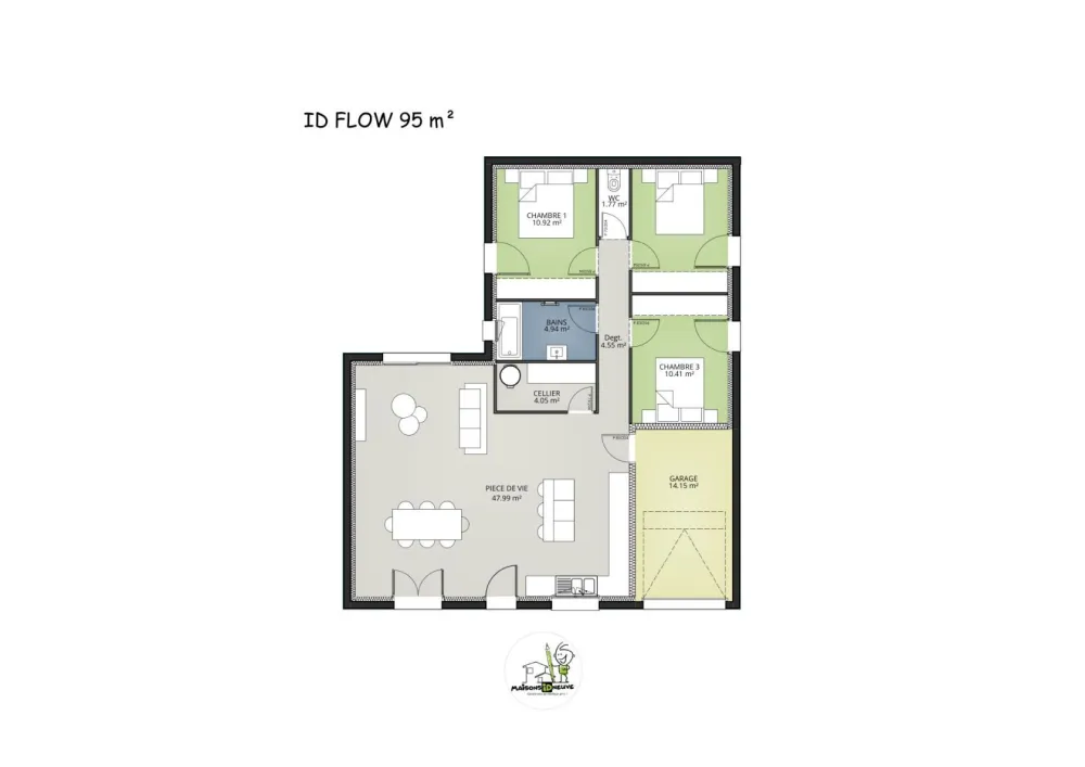 Image du modèle de maison MODELE ID FLOW 95 3ch - 2024 -  plan