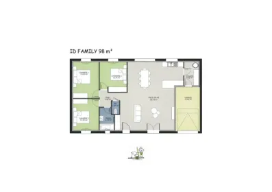 Image du modèle de maison MODELE ID FAMILY 98 3ch - 2024 -  plan