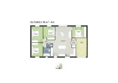 Image du modèle de maison MODELE ID FAMILY 98 4ch - 2024 -  plan