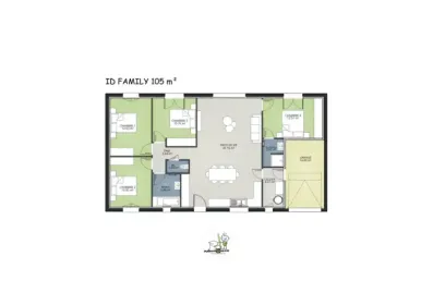 Image du modèle de maison MODELE ID FAMILY 105 4ch - 2024 -  plan