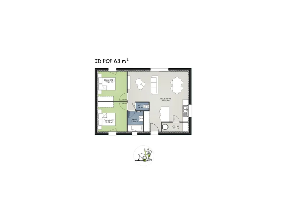 Image du modèle de maison MODELE ID POP 63 2ch - 2024 -  plan