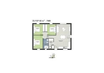 Image du modèle de maison MODELE ID POP 80 PMR 3ch - 2024 -  plan