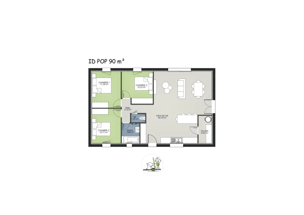 Image du modèle de maison MODELE ID POP 90 3ch - 2024 -  plan