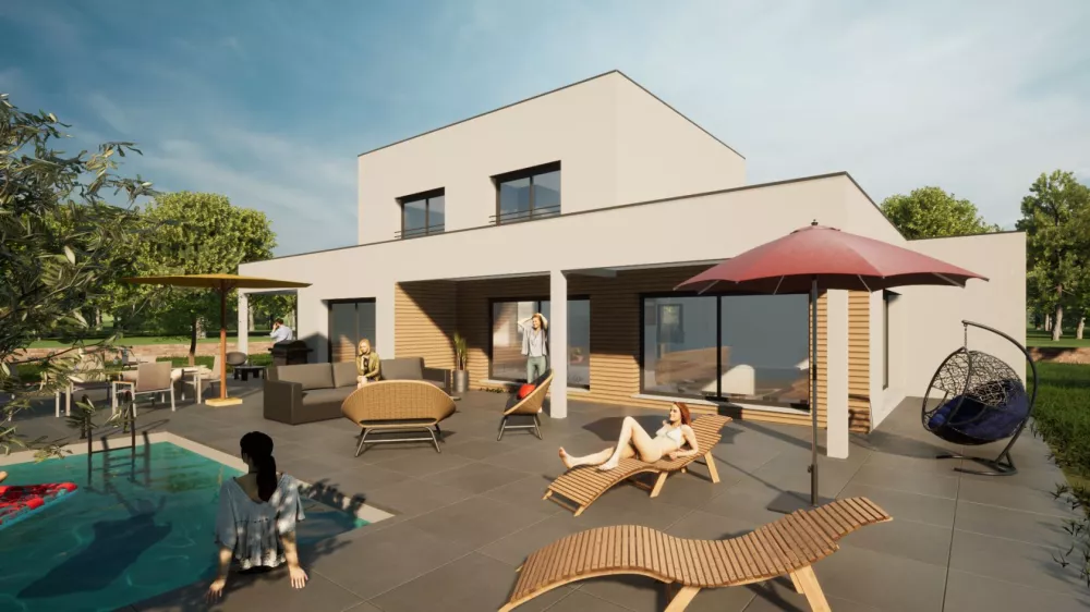 Image du modèle de maison PUB VEAUCHE TOIT PLAT-ARRIERE ANGLE 2