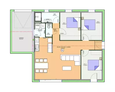 Image du modèle de maison PLAN RDC G1 - OPTIMA 80 INTEGRA - sans cotes