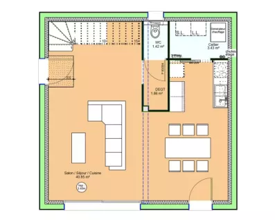 Image du modèle de maison PLAN RDC G - OPTIMA 90 R+1 CLASSIQUE - avec cotes copie