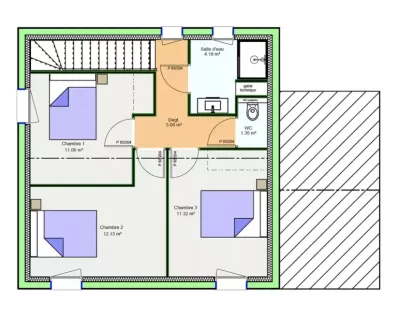 Image du modèle de maison PLAN ETAGE G2 - OPTIMA 90 R+1 INTEGRA - sans cotes