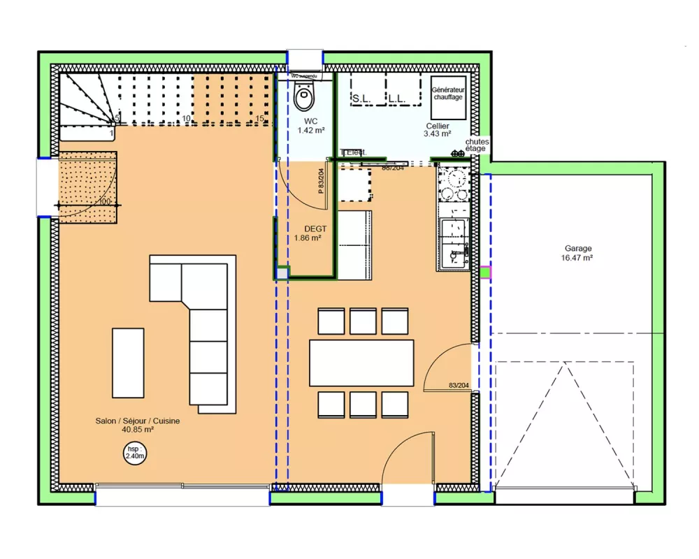 Image du modèle de maison PLAN RDC G2 - OPTIMA 90 R+1 INTEGRA - sans cotes